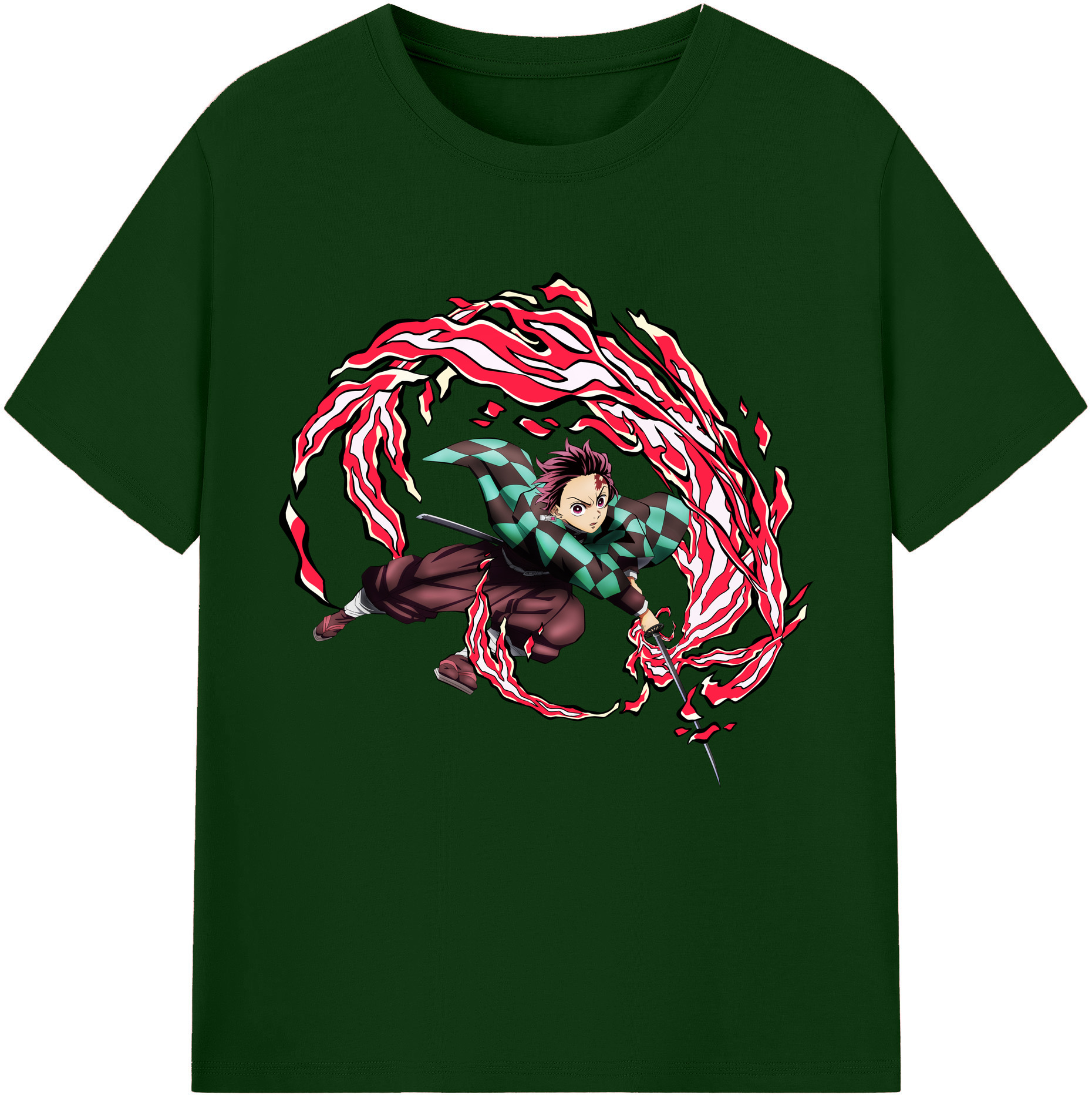 （画像用） 鬼滅の刃 竈門 炭治郎／かまど たんじろう Kamado Tanjirou 綿100％半袖Tシャツ（フロントプリント）